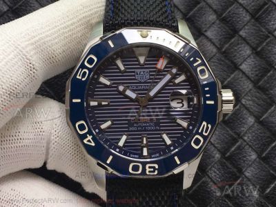 Swiss Copy Tag Heuer Aquaracer 300M Calibre 5 Blue Face Nylon Strap 43 MM Automatic Watch